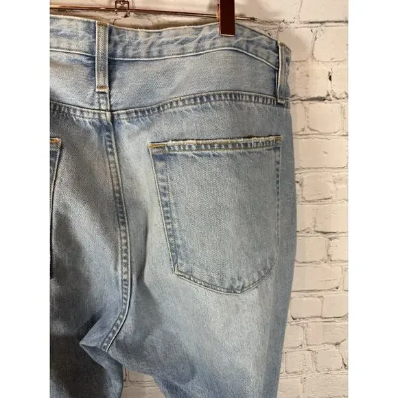 Frame High Rise Relaxed Straight Jeans Distressed Size 33 Light Wash 5 Button - Picture 7 of 9
